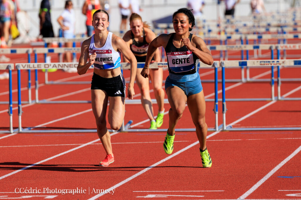 Pawlowicz Lenny | Gente Aelys | Blundell Jenna lors de la finale du 100m haies
