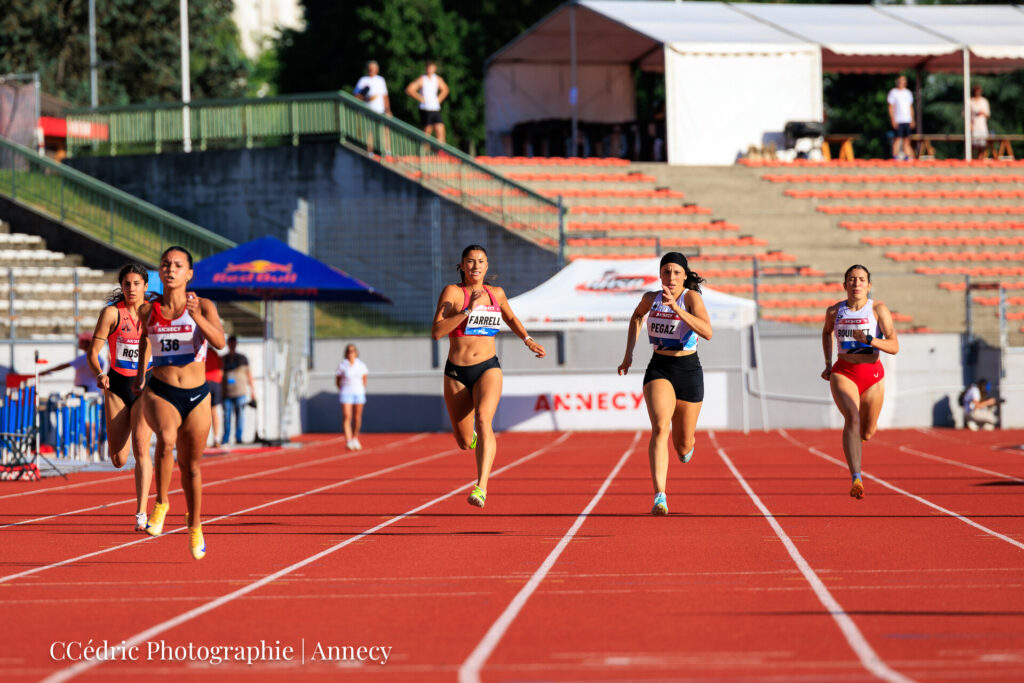 Rossi Letizia | Moirt Marie Lydia Océanne | Farrell Siena | Pegaz-Toquet Priscilla | Bouillet Mathilde lors de la finale du 200m à Annecy