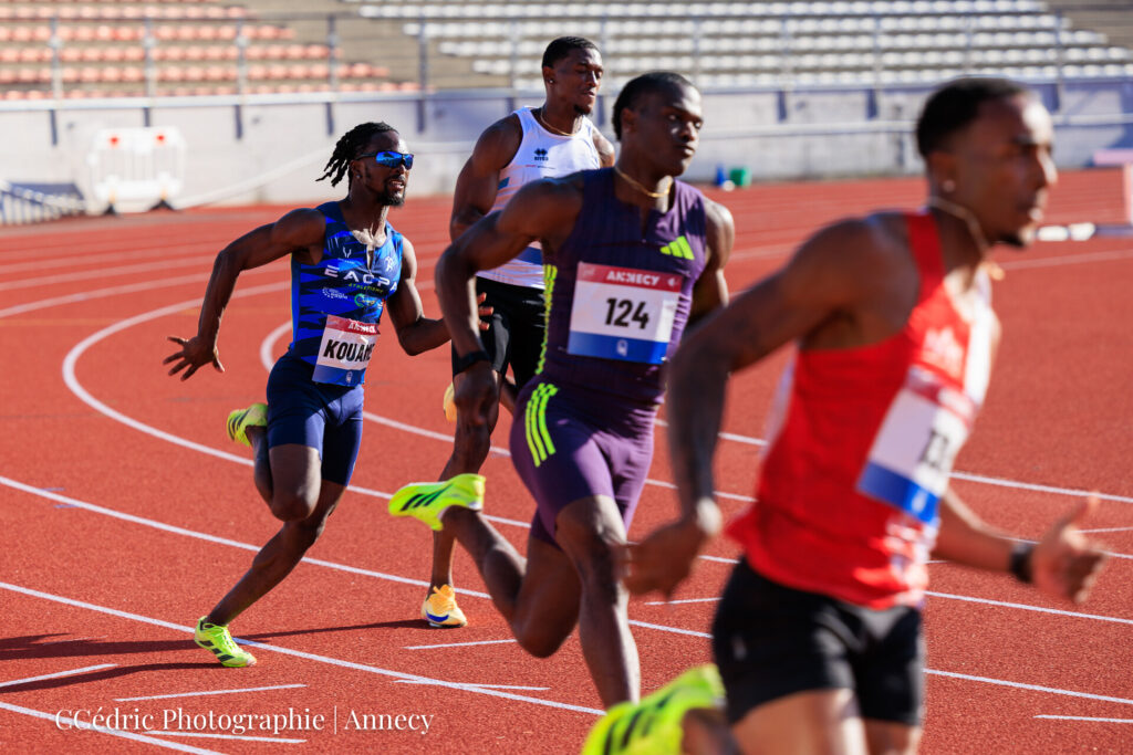 Kouame Ange Daniel Maxime lors de la finale du 200m au meeting EAP
