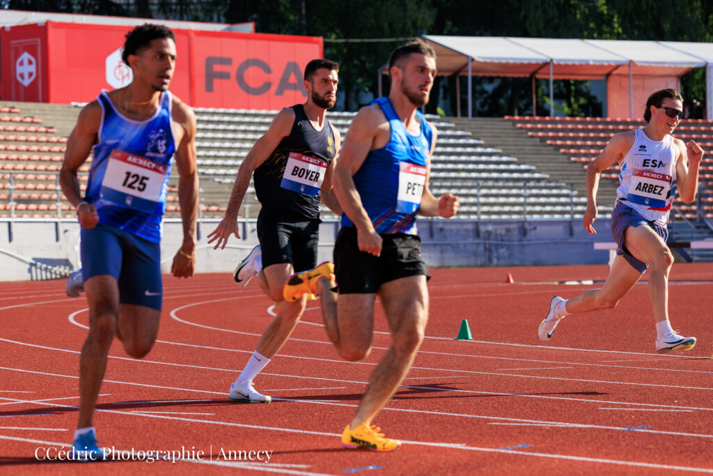 Boyer Benjamin | Petit Arnold | Arbez Luc lors de la finale du 200m à Annecy