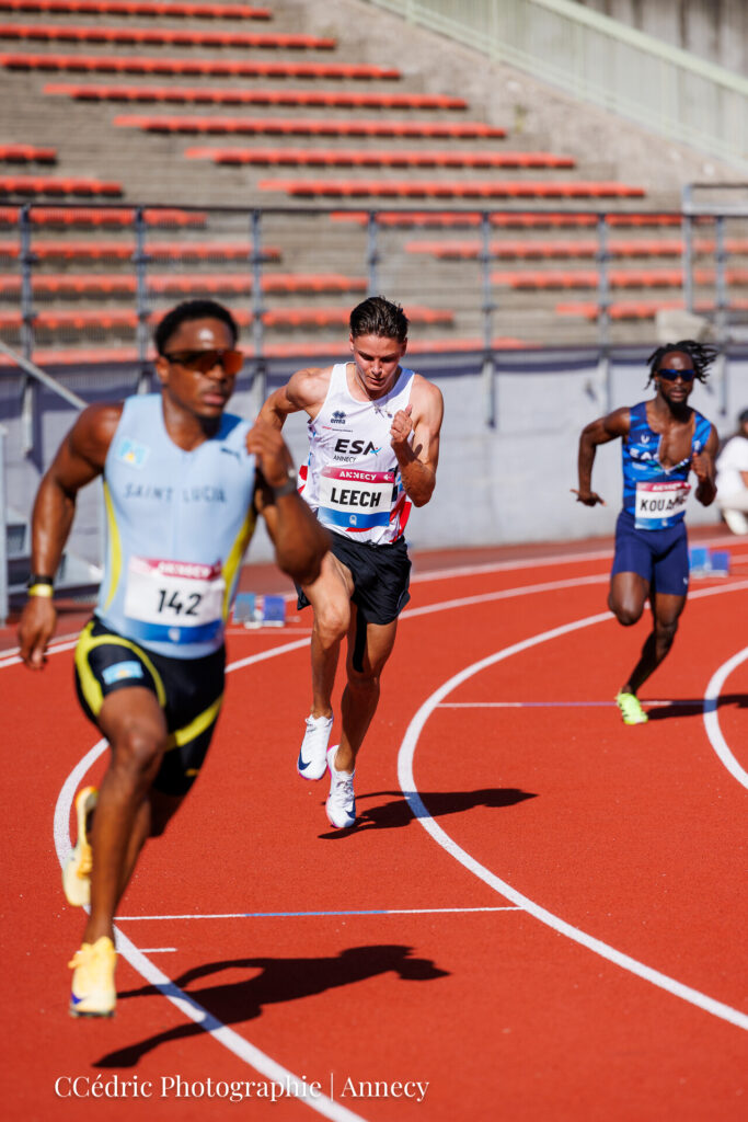 Pamphile Marvric | Leech Eddy | Kouame Ange-Daniel-Maxime au départ du 400m à Annecy